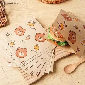 100 Cái Bánh Sandwich Bọc Giấy Sáp Thực Phẩm Hamburger Khoai Tây Chiên Bánh Mì Nướng Dầu Giấy Gói Phụ Kiện Nướng Bánh [VN]