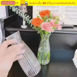CORALTIDE Bình hoa nhựa, Bó hoa Đồ dùng DIY Bình sọc trong suốt, Chậu trang trí bàn làm việc tại nhà bằng thủy canh