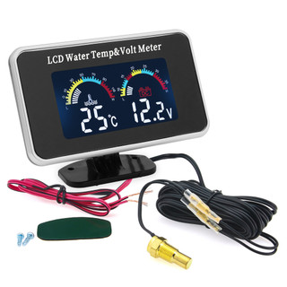 Đồng hồ đo nhiệt độ nước 2 trong 1 12V 24V Máy đo điện áp LCD kỹ thuật số Đồng hồ đo nhiệt độ nước với cảm biến 1 / 8NPT Phụ kiện ô tô