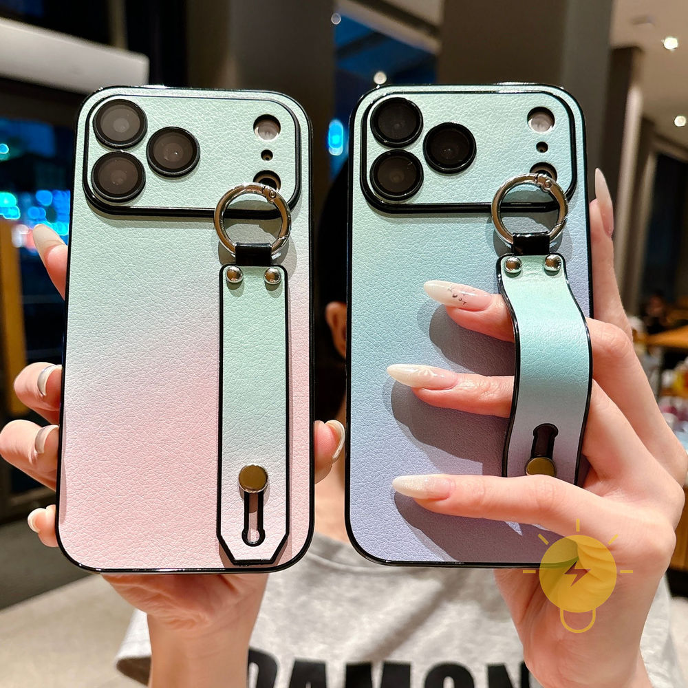 Phone Case For iPhone 17 Pro Max Plus 16 15 14 13  TPU Smudge Wristband Aesthetic Korean Cute