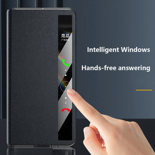 Smart Touch View Window Case cho Honor Magic V5 MagicV5 5G Da Thật Chính Hãng Flip Case Bảo Vệ Toàn Diện Vỏ Điện Thoại