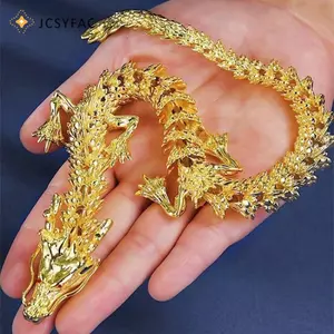 JCSYFAC Hợp Kim Năm Móng Vuốt Rồng Vàng Đồ Trang Trí Có Thể Di Chuyển Trung Quốc Loong Tay Cầm Văn Phòng Nhà Để Bàn Trang Trí Mới