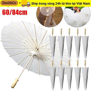 ZENITHCO 1 Chiếc Ô Giấy, Dia 60 / 84cm Đồ Dùng Cưới Trắng Truyền Thống, Trống Tay Cầm DIY Handmade Chụp Ảnh Chống Đỡ Cho Tiệc Cưới Kỷ Niệm