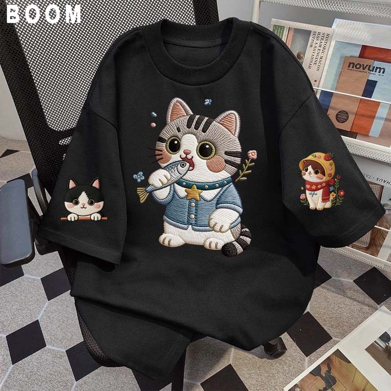 Áo thun chữ thêu nữ kiểu hàn quốc form rộng tay lỡ cổ tròn cotton mát - hè hot trend in cách dễ thương- Local brand #08
