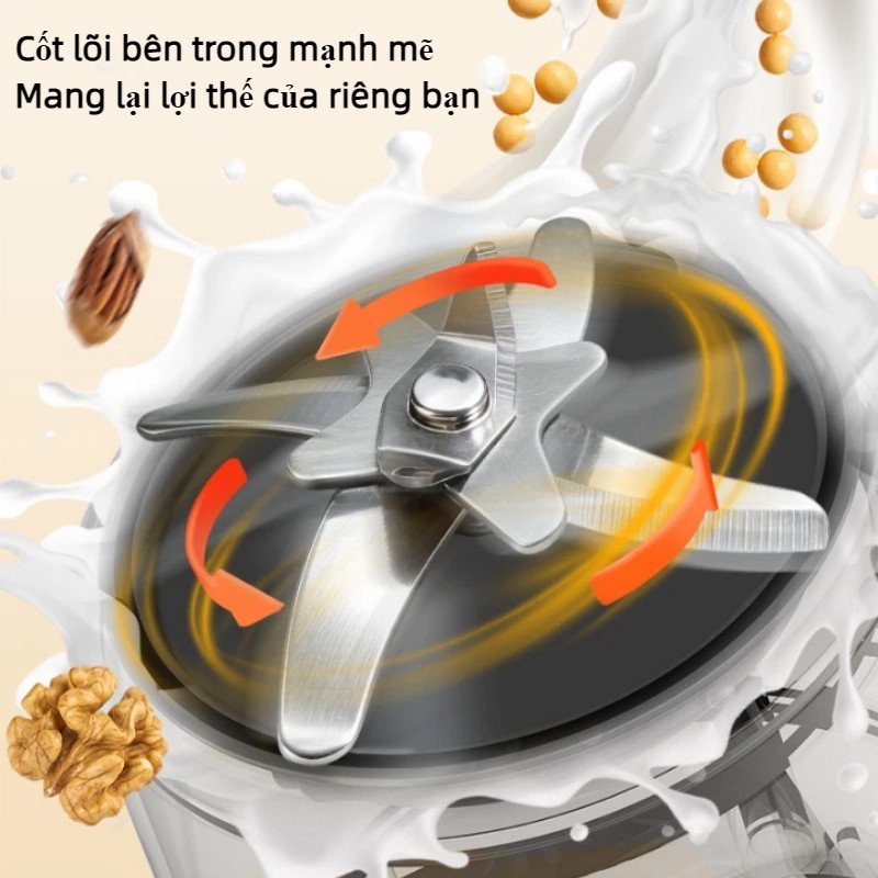 Máy làm sữa đậu nành 10 lưỡi dao hẹn giờ 24h chống dính nấu thông minh dễ vệ sinh cối thủy tinh
