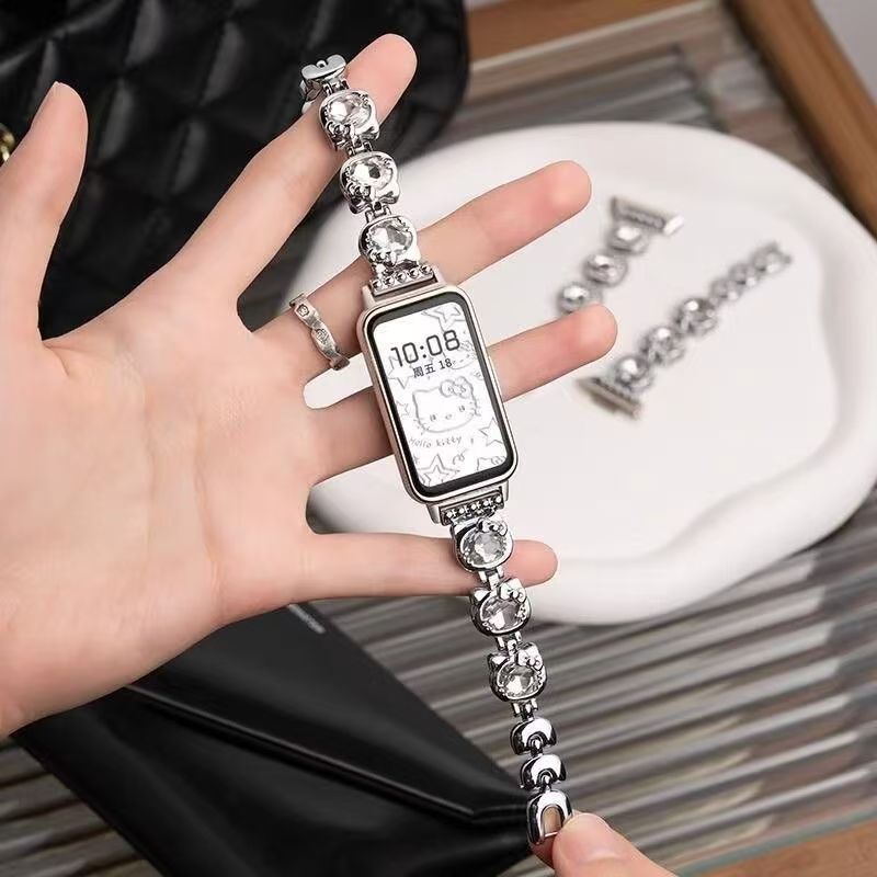 Dây đeo cổ tay bằng kim loại dễ thương cho Huawei Band 11 10 9 8 Vòng đeo tay cho Huawei Watch Fit3 4 4pro Dây đeo đồng hồ có thể điều chỉnh