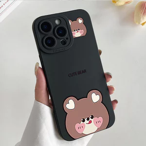 Ốp lưng iPhone họa tiết gấu nâu dễ thương silicon lỏng mềm iPhone 11 12 13 14 15 16 17Pro Max IP 7 8 Plus X XS XR