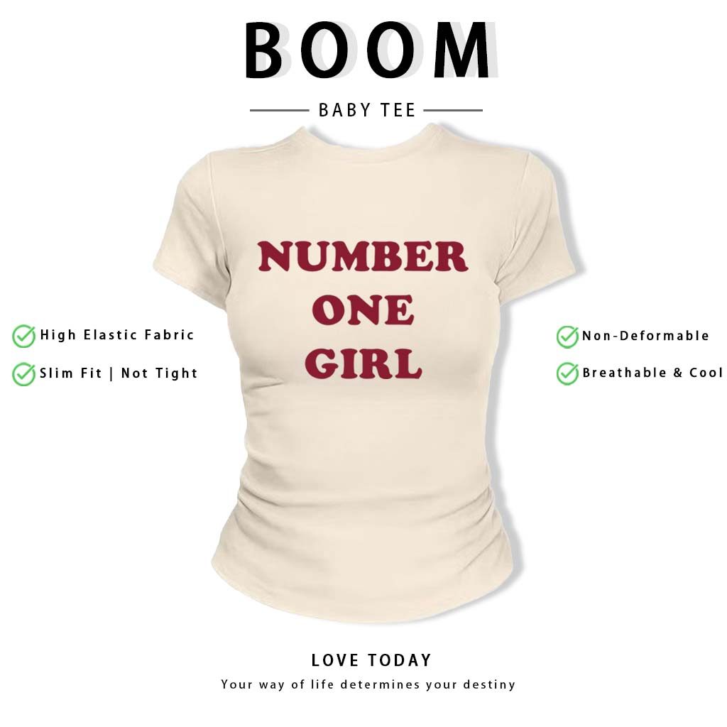 BOOM Áo Baby Tee Nữ Cotton Ôm Body-Áo Thun Ngắn Tay Y2K In Hình PhongCách Mùa Hè, Cổ Tròn Hàng Đầucách hàn quốc phongR33