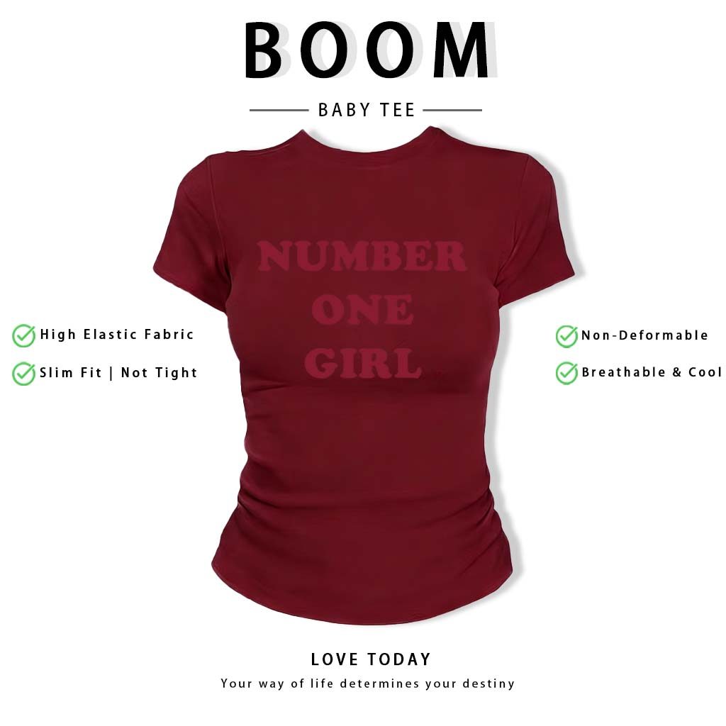 BOOM Áo Baby Tee Nữ Cotton Ôm Body-Áo Thun Ngắn Tay Y2K In Hình PhongCách Mùa Hè, Cổ Tròn Hàng Đầucách hàn quốc phongR33