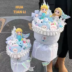 Bó hoa búp bê công chúa Elsa Series chữa bệnh cao cấp Gửi bé gái Sinh nhật trẻ em Quà tặng bó hoa ngày lễ tình nhân 0424