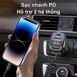 Xe Sạc Nhanh 3In1 Usb Loại C Cáp Có Thể Thu Vào Led Kiểm Tra Điện Áp Iphone Samsung Máy Tính Bảng Xe Suv
