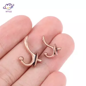 HFTOY 2 Chiếc 1: 12 Thu Nhỏ Quần Áo Áo Móc Kim Loại Treo Tường Phụ Kiện Nhà Búp Bê Quà Tặng Trẻ Em ~