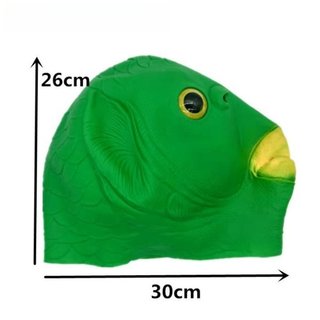 Mặt nạ đầu cá màu xanh lá cây Quái vật cao su Mũ đội đầu Halloween Trang phục dự tiệc Prop Ngộ nghĩnh Troll