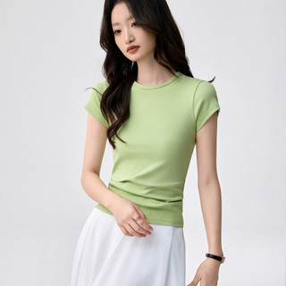 Áo thun nữ cổ tròn ngắn tay slim-fit mùa hè, phong cách mới đơn giản, đa dạng màu sắc