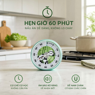 Panda Hẹn giờ Đếm ngược Cơ học 60 phút Máy tính để bàn từ tính Im lặng Học tập nhà bếp cho trẻ em