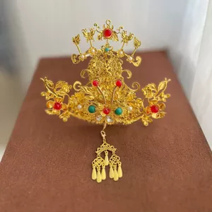Cổ Điển Hanfu Mũ Đội Đầu Đường Cung Điện Phong Cách Giàu Có Phụ Kiện Tóc Vương Miện Tóc Tua Rua Bước Lắc Kẹp Tóc Phong Cách Đường Bộ Mũ Đội Đầu Phù Hợp