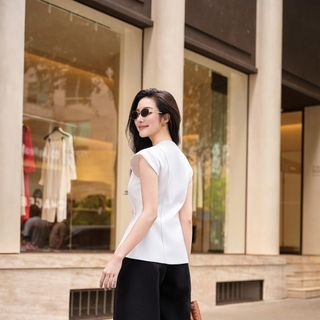 Áo Kiểu Nữ Sang Chảnh - Áo Vest Gilet Sát Nách Dáng Peplum Cổ V HB.STUDIO A2