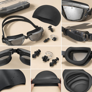 Kính bơi silicone chống mờ kèm mũ bơi và nút tai - Phù hợp cho thể thao dưới nước