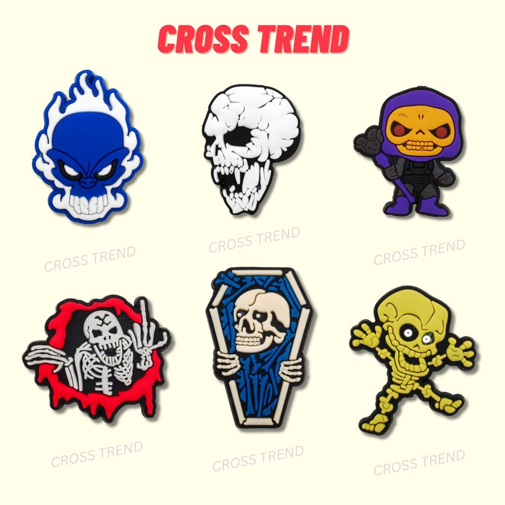Set charm gắn dép cross KINH DỊ V2 , Nút gắn phụ kiện sticker trang trí dép cross CROSS TREND