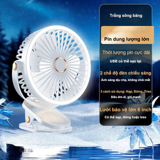 Quạt Để Bàn Ngủ Gối Đầu Có Đèn, Quạt Kẹp Chân Vịt 3 Trong 1, Động Cơ Không Chổi Than Siêu Im Lặng, Pin Sạc Nhanh