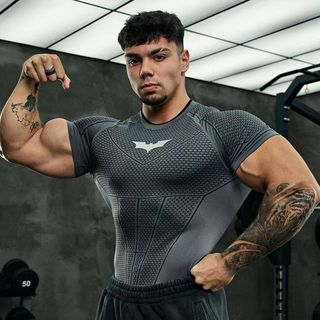 Áo thun thể dục nén Logo Batman dành cho nam, Dụng cụ tập luyện xây dựng cơ bắp thoáng khí khô nhanh