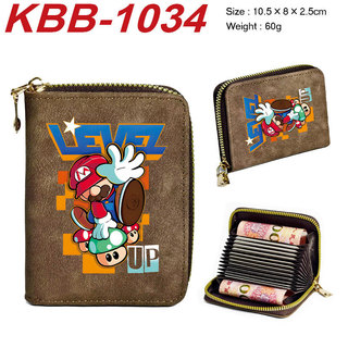 GC2 Super Mario Bros Túi Đựng Thẻ Ngắn Dung Tích Lớn Đa Chức Năng Nhiều Khe Cắm Anime Dây Kéo Tiền Xu Ví CG2
