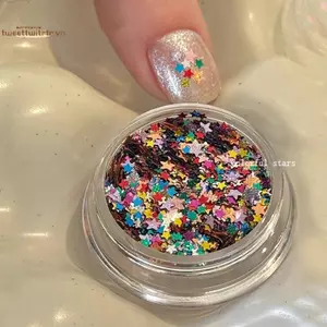 TRTR 1Jar Mini Ngôi Sao Lấp Lánh Móng Tay Lấp Lánh Lấp Lánh Pentagram Trang Trí Móng Tay Salon Thiết Kế Phụ Kiện Dễ Thương DIY Nail Art Design VN