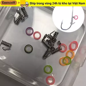 ESSENCEH 10 Chiếc Móc Mồi Tôm Sống Lò Xo, Móc Cá Thép carbon Cao Phòng Chống Ăn Mòn Bền Đẹp, 2025 Khoảng Cách Rộng Pickerel Mềm Giun Tôm Móc Phụ Kiện Câu Cá Biển