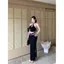 Phong cách Hot Girl Màu sắc tương phản Rỗng Dây đeo cổ nữ Mùa hè Váy hông gợi cảm Bộ đồ xẻ váy