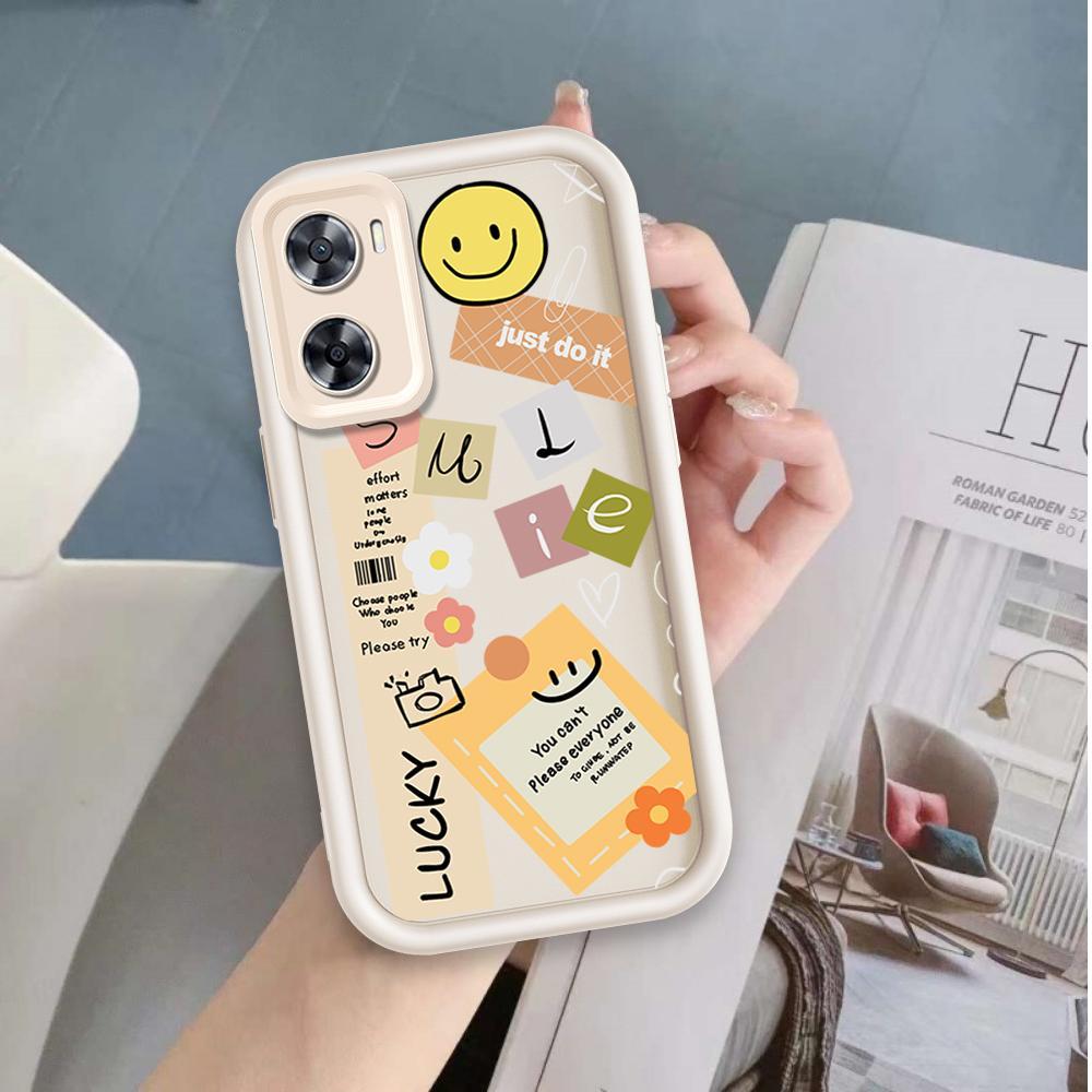 Ốp Cho OPPO A57 4G A77 4G A77S 4G Phim Hoạt Hình Silicon Màu Kẹo Vỏ Điện Thoại Mềm Nhãn TPU Nụ Cười Hoa Mắt Thiên Thần Ốp Lưng Chống Sốc