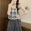 Áo kiểu móc EBINLANDS, Dây đeo áo Vest rỗng Dopamine dệt kim, Áo kiểu Bohemian đầy màu sắc phong cách ngày lễ phong cách hoa không tay hàng đầu dành cho nữ