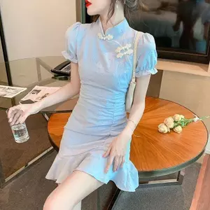 Váy ngắn cải tiến Sườn xám mỏng vừa vặn hơn Váy đuôi cá