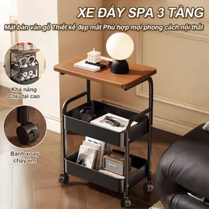 Xe Đẩy Spa 3 Tầng Kệ để đồ Có bánh xe khay nhựa tiện lợi di chuyển Tiết kiệm không gian Đồ gia dụng