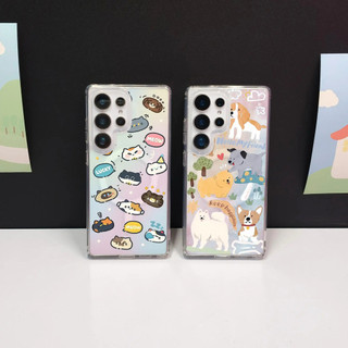 Dành Cho Samsung s26 Ultra S25 FE S25 Ultra Ốp Lưng S24 Ultra S24 FE Hoạt Hình Dễ Thương A56 17 16 15 14 13 12 pro max Từ S23 Siêu Cứng Trong Suốt Màu Động Vật Nhỏ Mèo