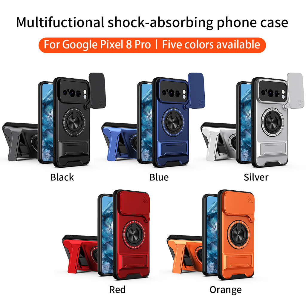 Ốp Điện Thoại Đa Năng Sang Trọng Thích Hợp Cho Google Pixel 10 9 8 7 6 Pro 7A Dây 360°Giá đỡ vòng có vỏ máy ảnh Vỏ bảo vệ toàn diện chống sốc