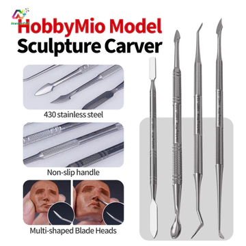 HobbyMio Mô Hình Điêu Khắc Khắc Thép Không Gỉ 430 Đầu Lưỡi Đa Hình Cho Hình Gundam Mô Hình Quân Sự Chi Tiết Khắc AB Putty Lớp Phủ & Định Hình Dụng Cụ Thủ Công DIY HMT131-134