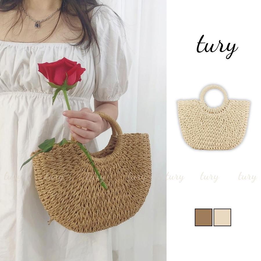 Túi Cói Nữ - Tury - Túi Cói Form Đứng Bán Nguyệt Thời Trang Mùa Hè Basic - TC001