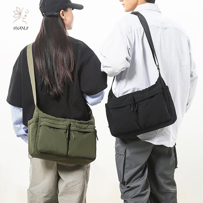 HNKMP Túi Messenger nhiều lỗ thông thường, túi đeo vai Nylon thời trang, túi xách lớn du lịch mua sắm, ví Tote