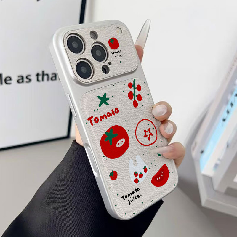 Ốp lưng iPhone Họa tiết cà chua Bao da mềm cao cấp đựng máy ảnh - iP 7/8/X/XS/XR/11/12/13/14/15/16/17/Plus/Air/Pro/Max