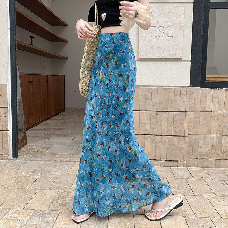 SUXI Váy chữ A dáng rộng thông thường in hoa mềm dành cho nữ mùa hè mới 260504