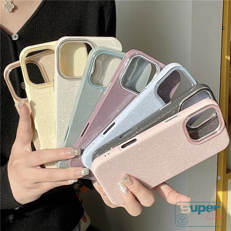 Ốp Lưng Tương Thích Cho IPhone 16 13 15 12 14 11 Pro Max Air 7 8 Plus XR X XS Max 14 15 16 Plus Hai Lớp Màu Lấp Lánh 2 Trong 1