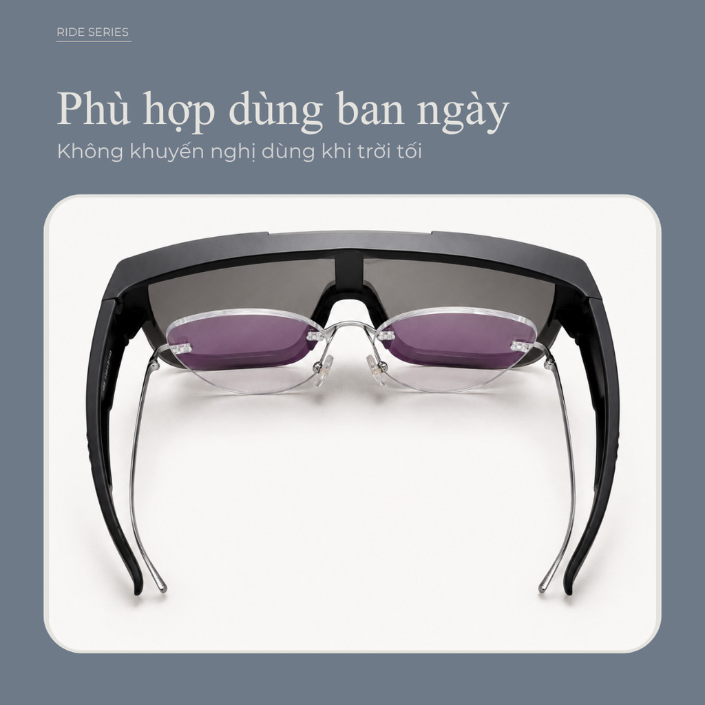Kính đạp xe phân cực UV400 có thể đeo chồng lên kính cận dùng ban ngày