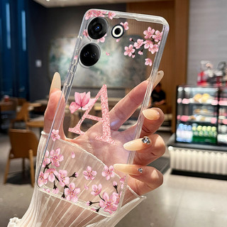 Ốp Điện Thoại Cho Tecno Camon 20 4G CK6N / 20 Pro 4G CK7N Ốp Lưng Hoa Xinh Đẹp Trong Suốt Mỏng Mềm Silicone Cặp Đôi Bao