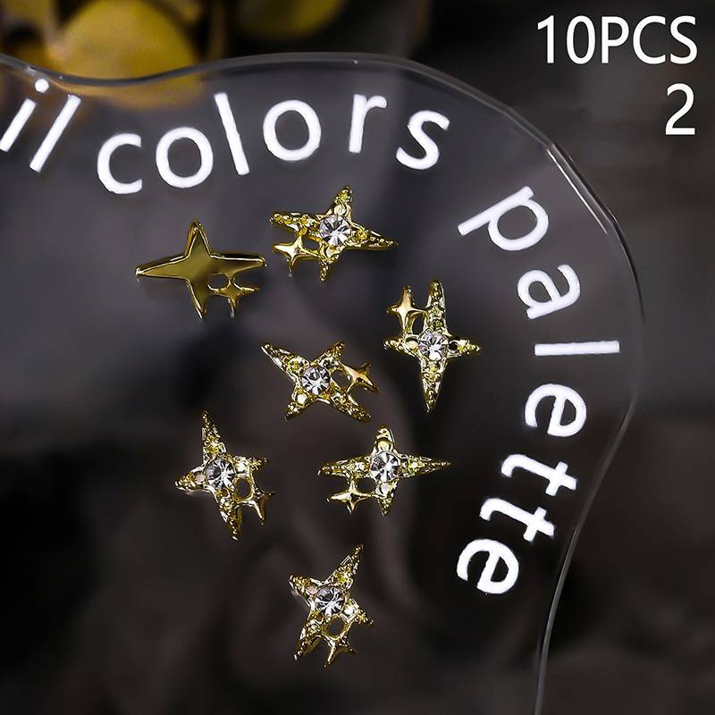 [Keepcheer] 10 Chiếc 3D Hợp Kim Ngôi Sao Móng Tay Quyến Rũ Lấp Lánh Kim Cương Giả Móng Tay Nghệ Thuật Trang Trí Phụ Kiện Mới