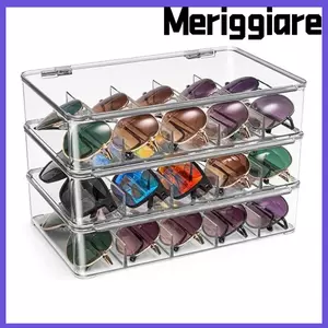 Hộp đựng kính râm MERIGGIARE, Hộp đựng kính lệch trong suốt, Hộp đựng kính mắt 5 lưới chống bụi