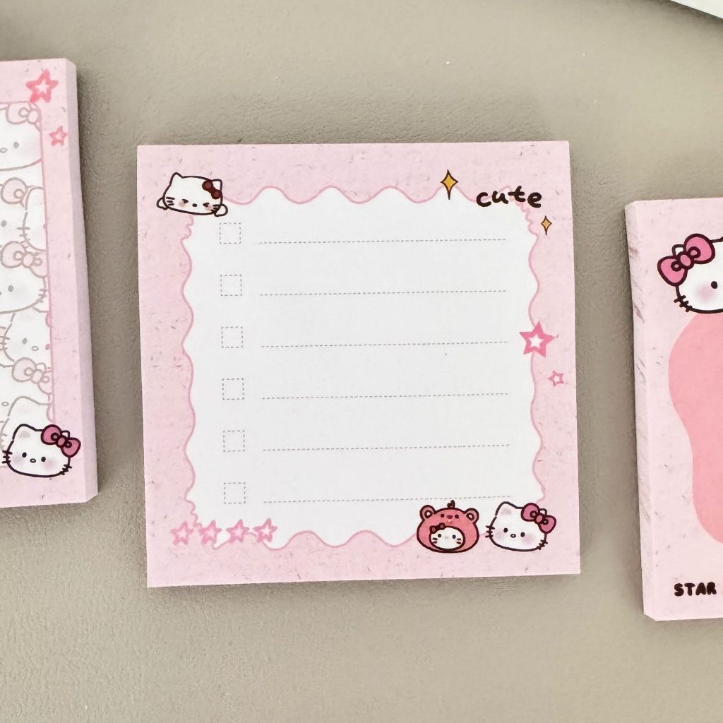 Giấy note ghi chú 50 tờ kích thước 8x8cm hinh Hello Kitty siêu xinh MUNSTORE NOTEKI055