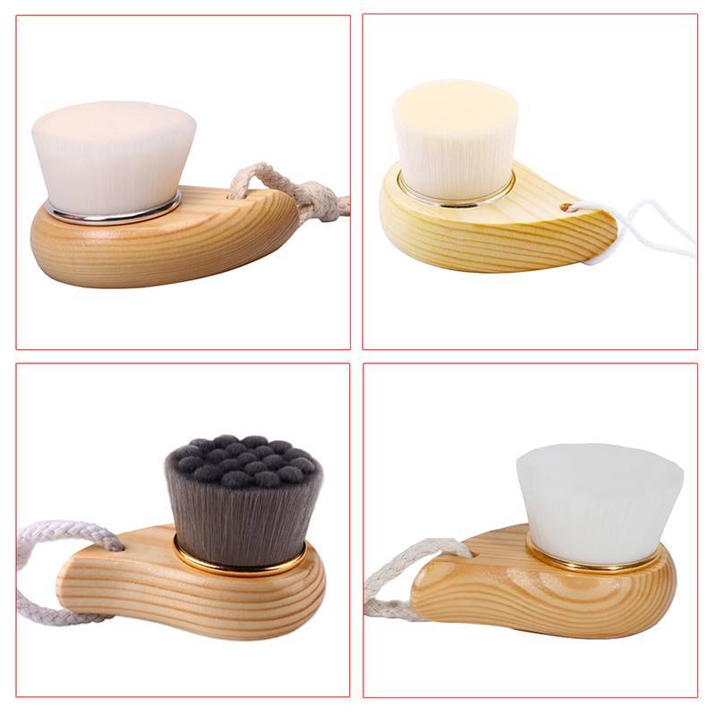 Springevenstar 1 Bàn chải làm sạch da mặt có tay cầm bằng gỗ Hướng dẫn sử dụng Máy mát xa mặt mềm Da lỗ chân lông Bàn chải làm sạch Bàn chải chăm sóc da mặt Dụng cụ làm đẹp Springevenstar