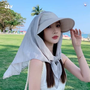 Mũ chống nắng bằng lụa dành cho nữ - Mũ mùa hè chống tia cực tím có nắp cổ