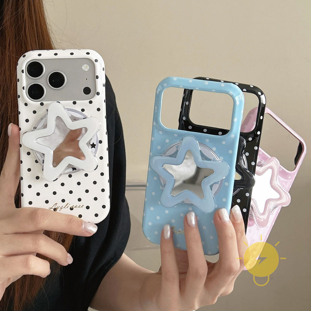 Phone Case For iPhone 17 Pro Max 16 15 14 13 with Griptok TPU Magnetic Polka Dot with Griptok Polka Dot Aesthetic Korean Cute
