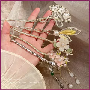 YT4 Mới Phong Cách Trung Hoa Cổ Tua Rua Hoa Nữ Thời Trang Tấm Tóc Kẹp Tóc Hanfu Chi-pao Kẹp Tóc Kiểu Tóc Mũ